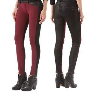 Rag & Bone Size 28 Burgundy Jekyll Lamb’s Leather Suede Trim Skinny Jeans